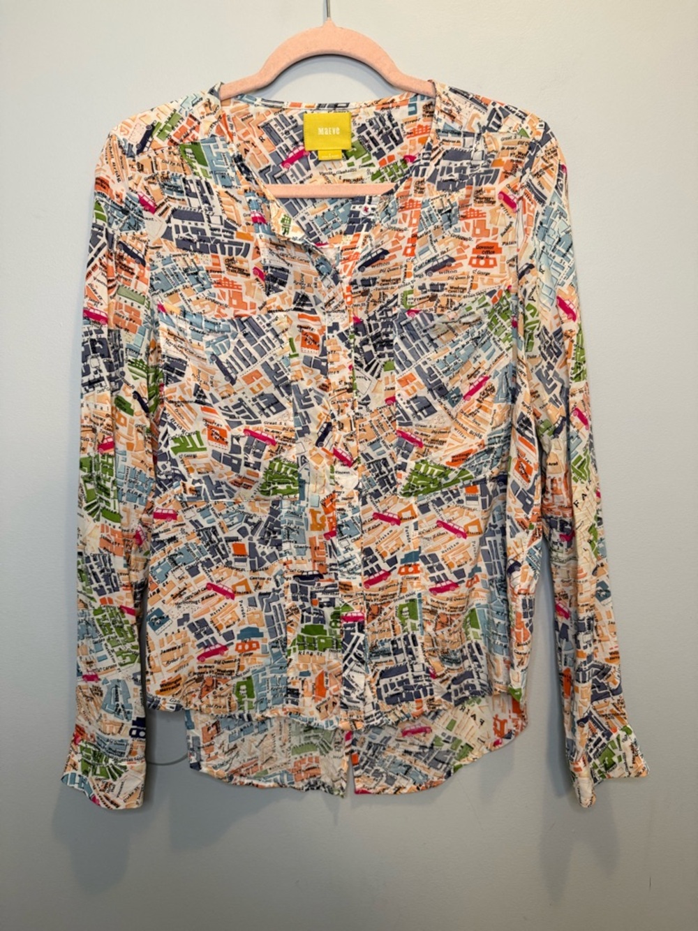 Maeve by Anthropologie Cartography London Map Print Blouse Top Size 4 - Picture 2 of 7